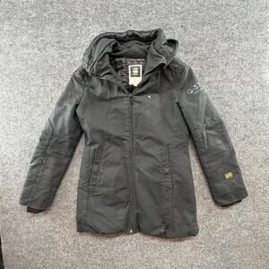 G-Star RAW Coat Womens Medium Black 3301 Hooded Parka Quilted Lined Winter Zip